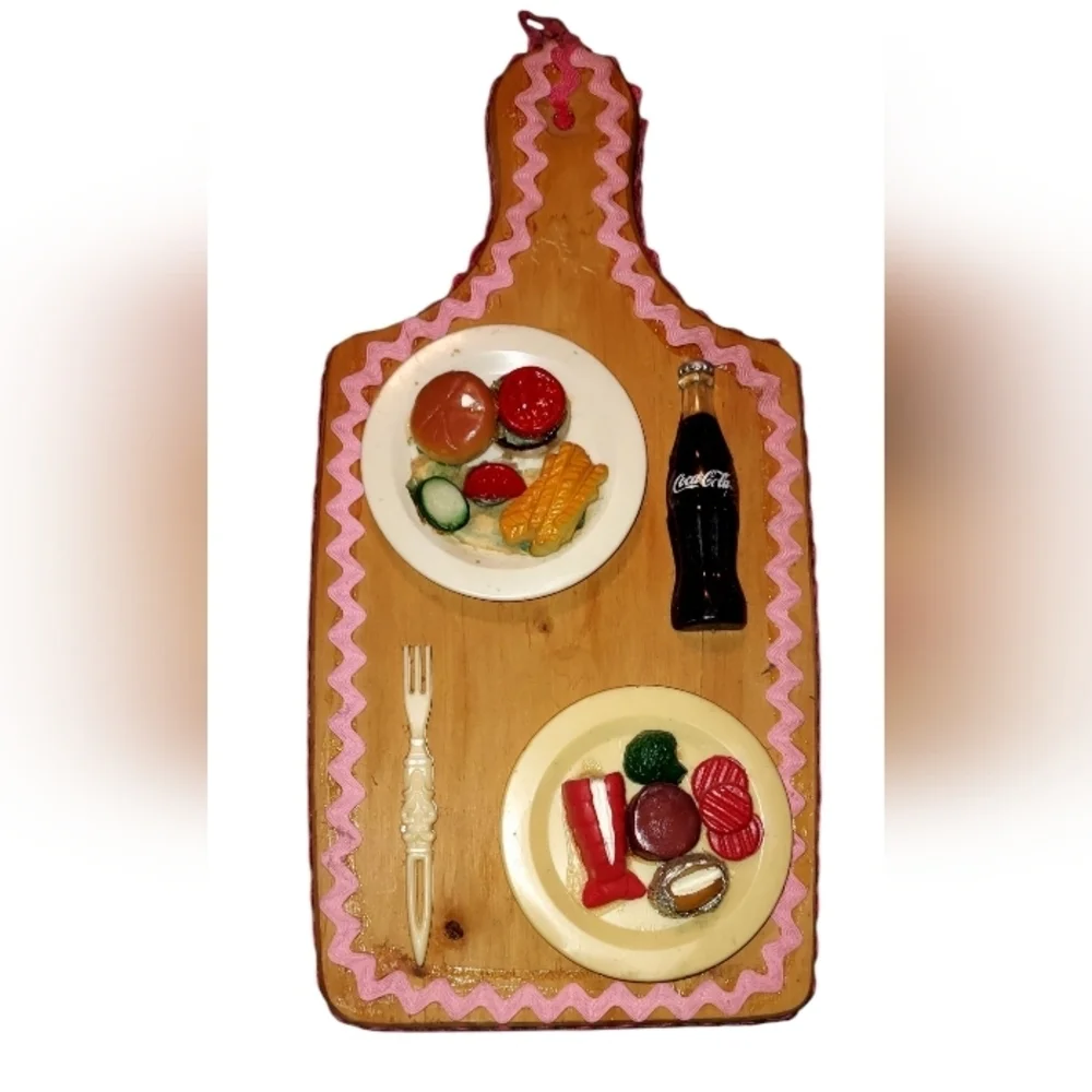 Vintage Granny Core Decorative Wooden Dining Set with Pink Accent - Picture 5 of 6